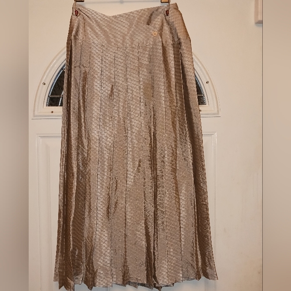 80s Vintage Jac Dale Silver Pleated Maxi Skirt - Picture 9 of 16